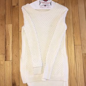 Athleta hi lo waffle knit cream sweater